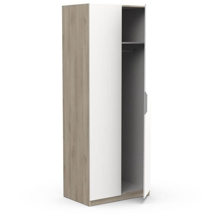 Armoire GHOST - Décor chene kronberg et blanc mat - 2 Portes - L.79,4