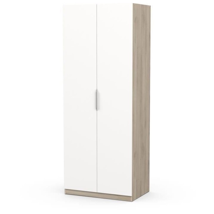Armoire GHOST - Décor chene kronberg et blanc mat - 2 Portes - L.79,4