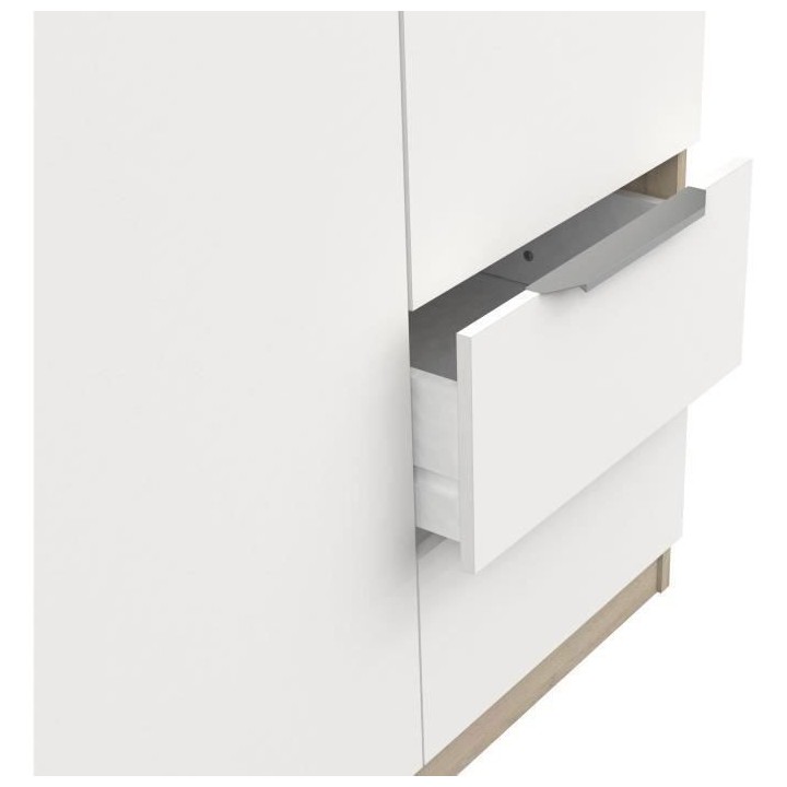 Armoire GHOST - Décor chene kronberg et blanc mat - 3 Portes + 2 Tiro