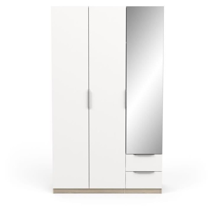 Armoire GHOST - Décor chene kronberg et blanc mat - 3 Portes + 2 Tiro