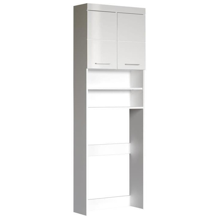 Meuble machine a laver AMANDA - 2 portes - L63 x P24 x H187 cm - Blanc