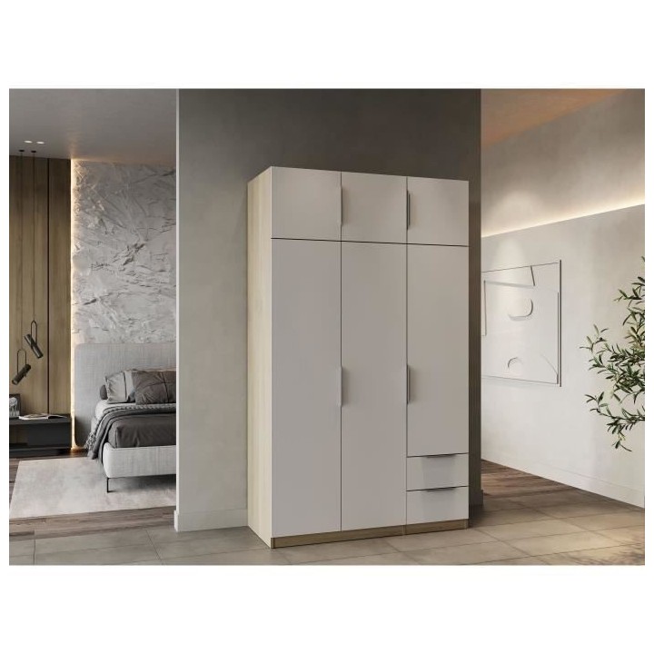 Armoire de chambre - DEMEYERE - GHOST - 6 Portes - 2 Tiroirs - Blanc e