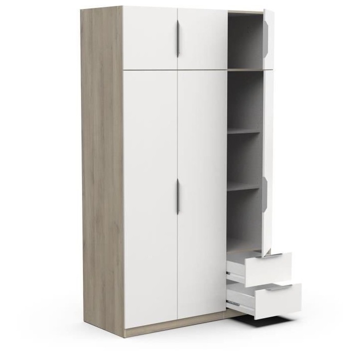 Armoire de chambre - DEMEYERE - GHOST - 6 Portes - 2 Tiroirs - Blanc e