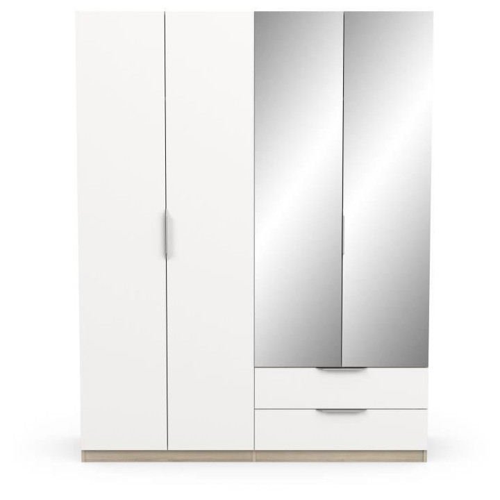 Armoire GHOST - Décor chene kronberg et blanc mat - 4 Portes + 2 Tiro