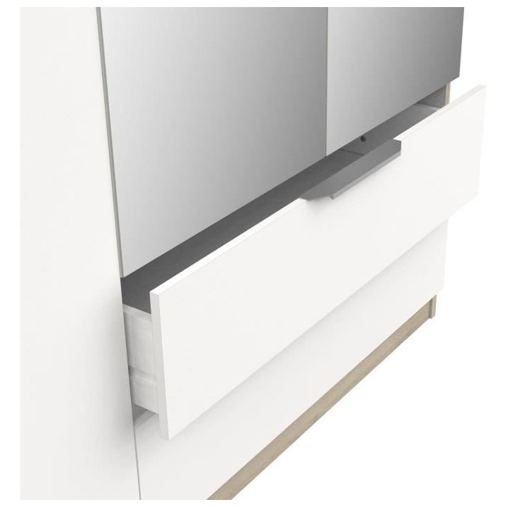 Armoire GHOST - Décor chene kronberg et blanc mat - 4 Portes + 2 Tiro