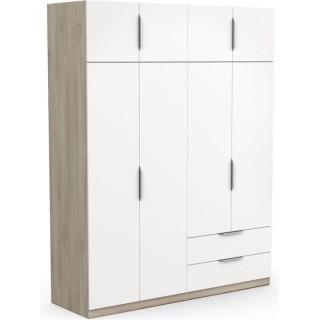Armoire de chambre - DEMEYERE - GHOST - 8 portes - 2 tiroirs - Blanc e