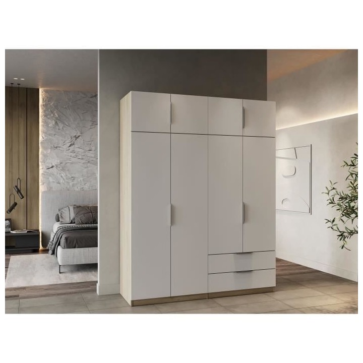 Armoire de chambre - DEMEYERE - GHOST - 8 portes - 2 tiroirs - Blanc e