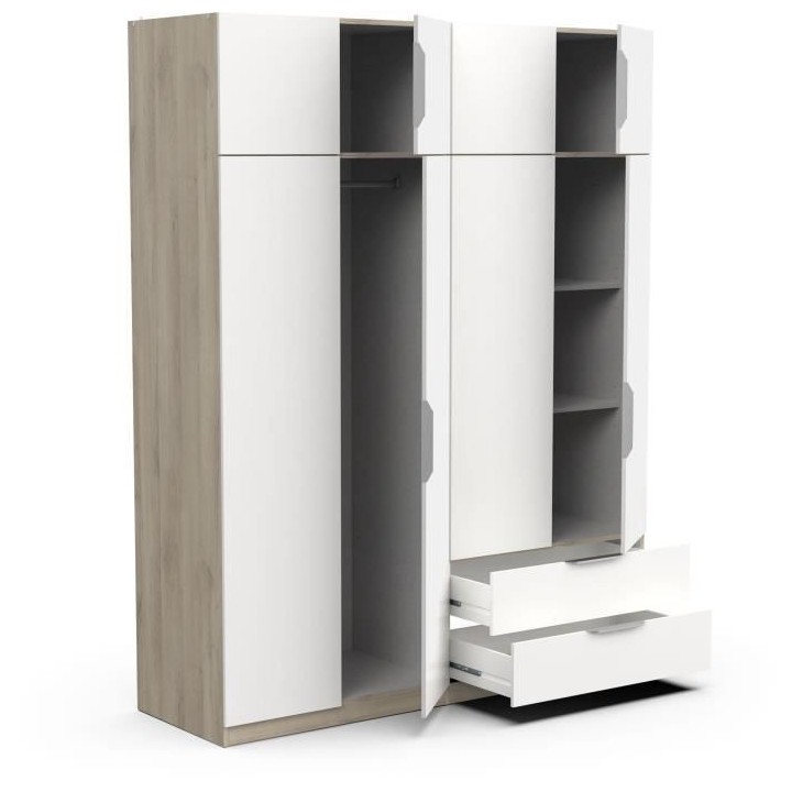 Armoire de chambre - DEMEYERE - GHOST - 8 portes - 2 tiroirs - Blanc e