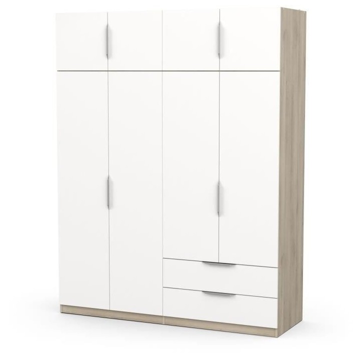 Armoire de chambre - DEMEYERE - GHOST - 8 portes - 2 tiroirs - Blanc e