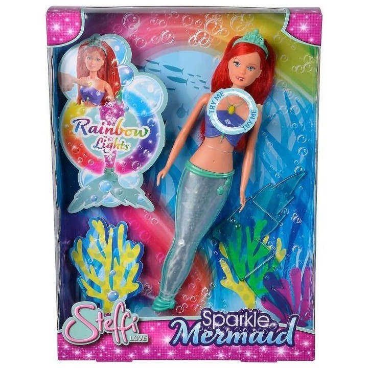 Steffi Love - Sirene luminesue - 29cm - Queue qui change de couleur -