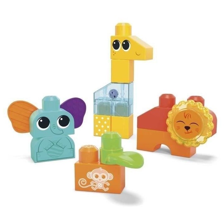 Jeu de construction SAFARI DES SENS MEGABLOKS - Girafe clochette, lion