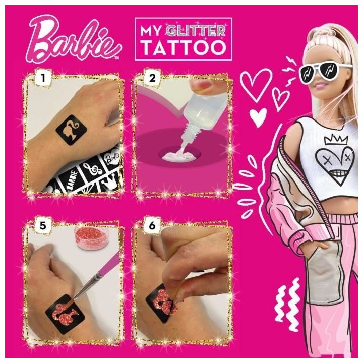 Kit de tatouages pailletés Barbie - LISCIANI GIOCHI - Créez des tato