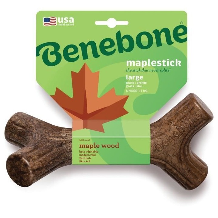 Benebone Jouet bâton a mâcher pour chien adulte, Taille L, saveur ba