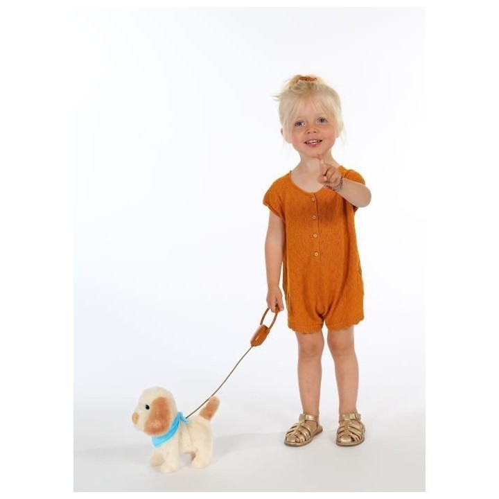 Gipsy Toys - Chiot en Laisse - Peluche a Fonction - 20 Cm - Beige Bleu