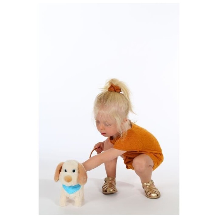 Gipsy Toys - Chiot en Laisse - Peluche a Fonction - 20 Cm - Beige Bleu