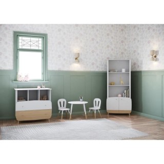 Bibliotheque 2T / 2P - FIRMIANA - style scandinave - Blanc mat / chene