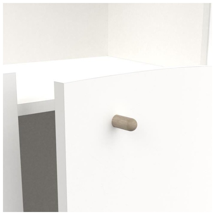 Bibliotheque 2T / 2P - FIRMIANA - style scandinave - Blanc mat / chene