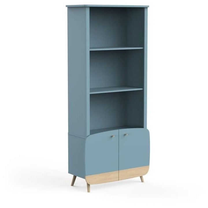 Bibliotheque 2t / 2p FIRMIANA - style scandinave - coloris : bleu orag