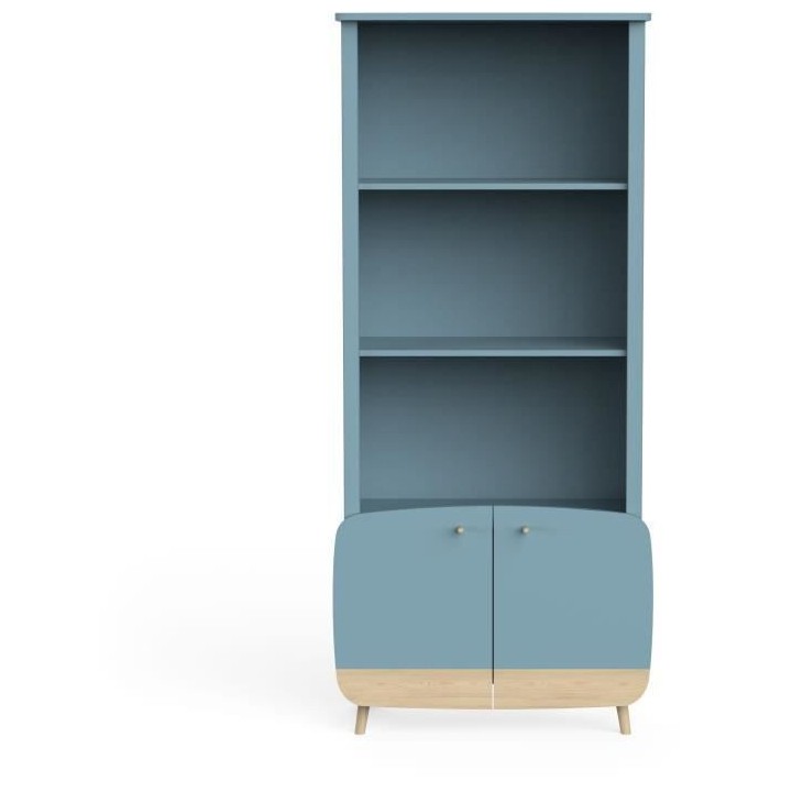 Bibliotheque 2t / 2p FIRMIANA - style scandinave - coloris : bleu orag