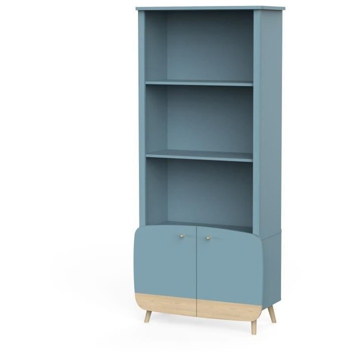 Bibliotheque 2t / 2p FIRMIANA - style scandinave - coloris : bleu orag