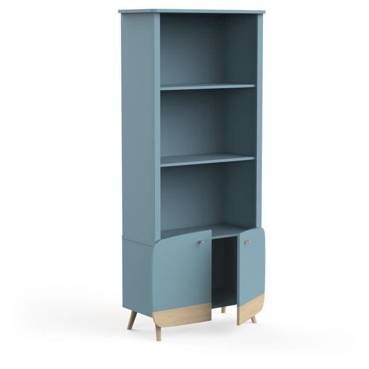 Bibliotheque 2t / 2p FIRMIANA - style scandinave - coloris : bleu orag