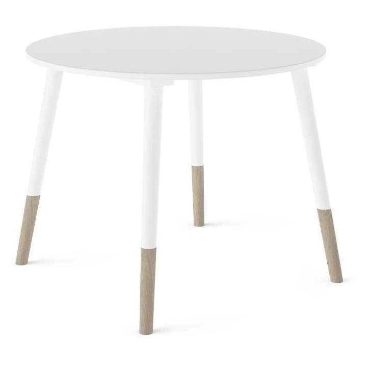 Set 1 table + 2 chaises - FIMIANA - Style scandinave - Blanc mat / Che