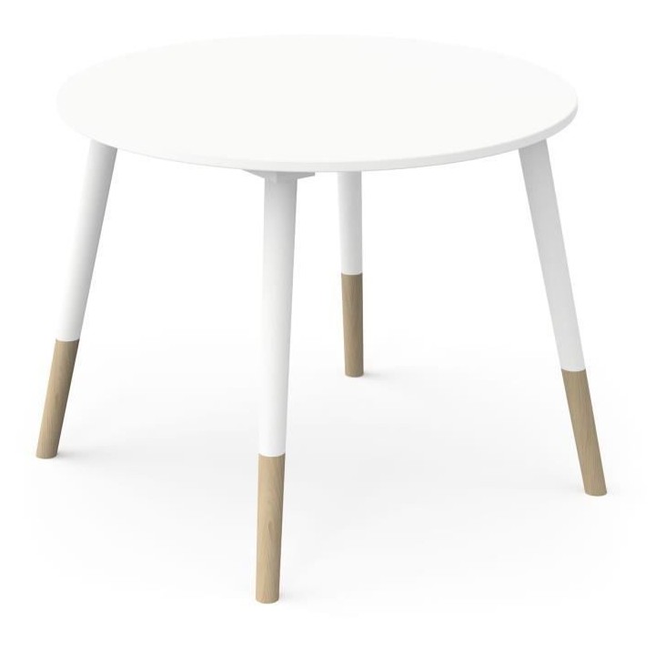 Set 1 table + 2 chaises - FIMIANA - Style scandinave - Blanc mat / Che