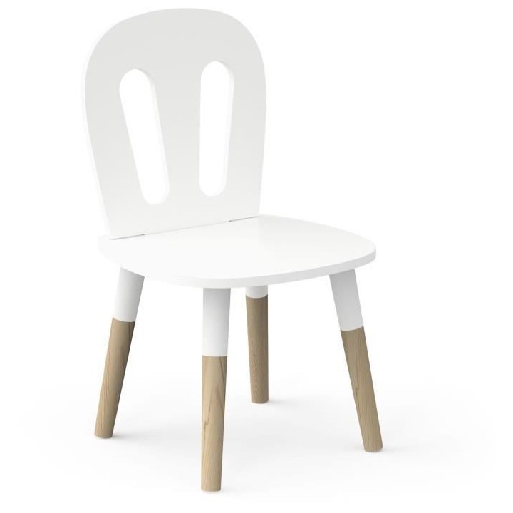 Set 1 table + 2 chaises - FIMIANA - Style scandinave - Blanc mat / Che