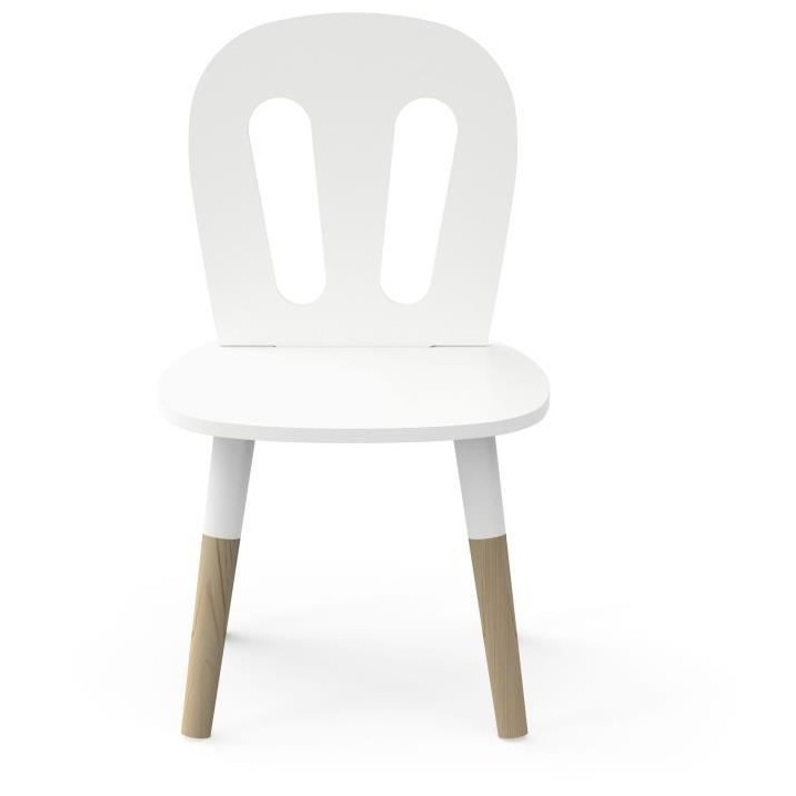 Set 1 table + 2 chaises - FIMIANA - Style scandinave - Blanc mat / Che