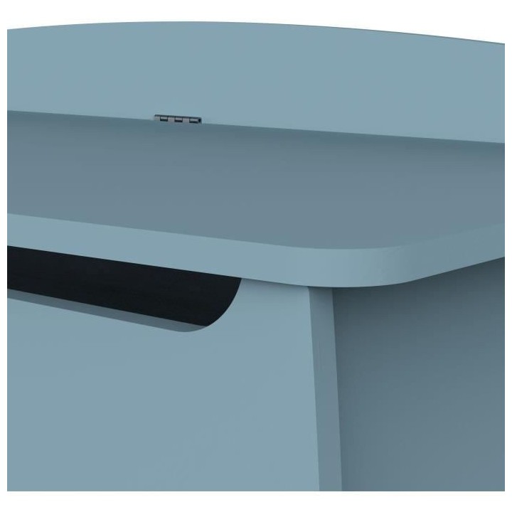 Coffre a jouets - FIRMIANA - style scandinave - Bleu orage et bois nat