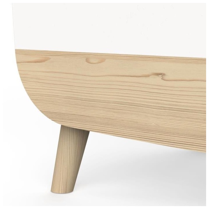 Coffre a jouets - FIRMIANA - Style scandinave - Blanc mat / Chene kron