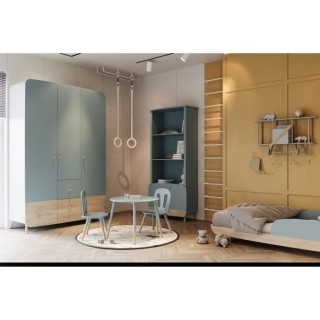 Set 1 table + 2 chaises FIRMIANA - style scandinave - coloris : bleu o