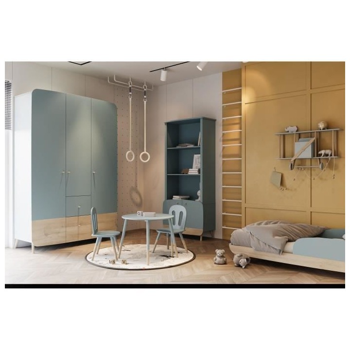 Set 1 table + 2 chaises FIRMIANA - style scandinave - coloris : bleu o