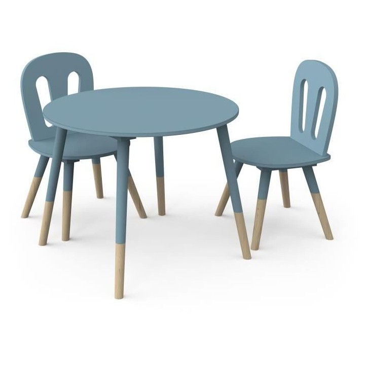 Set 1 table + 2 chaises FIRMIANA - style scandinave - coloris : bleu o