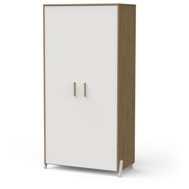 Armoire 2 portes - NAILI - Hamilton / Blanc mat - 89,1 x 50 x 183 cm -
