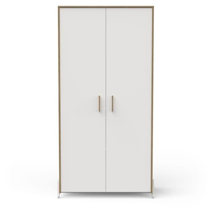 Armoire 2 portes - NAILI - Hamilton / Blanc mat - 89,1 x 50 x 183 cm -