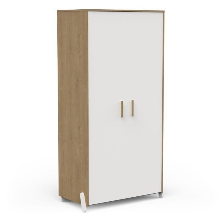 Armoire 2 portes - NAILI - Hamilton / Blanc mat - 89,1 x 50 x 183 cm -
