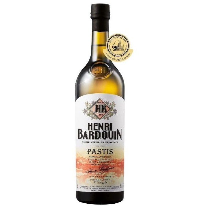 Pastis Henri Bardouin - Apéritif Anisé - France - 45%vol - 70cl sous