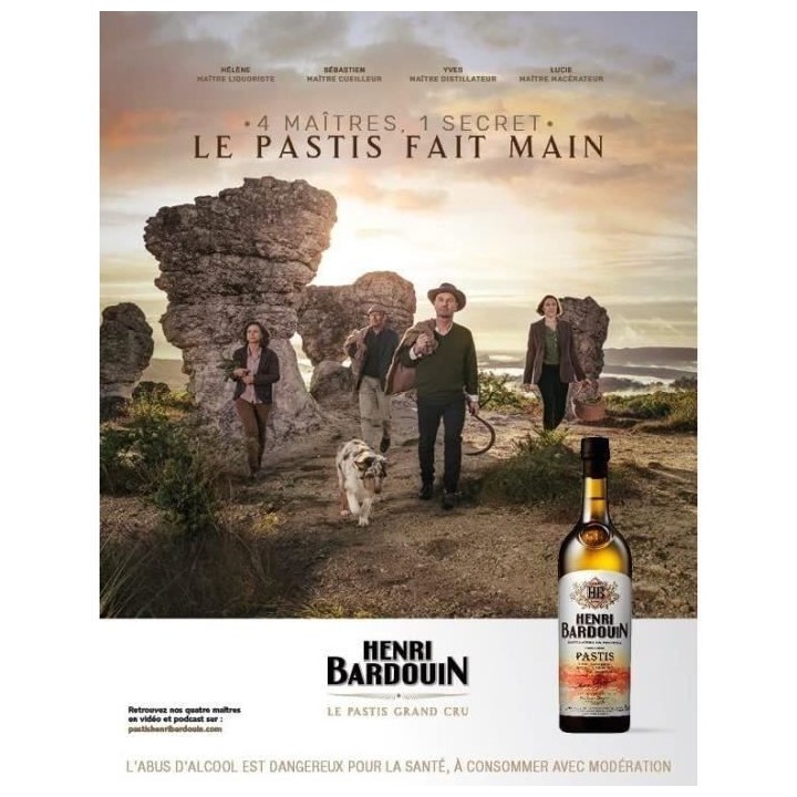 Pastis Henri Bardouin - Apéritif Anisé - France - 45%vol - 70cl sous