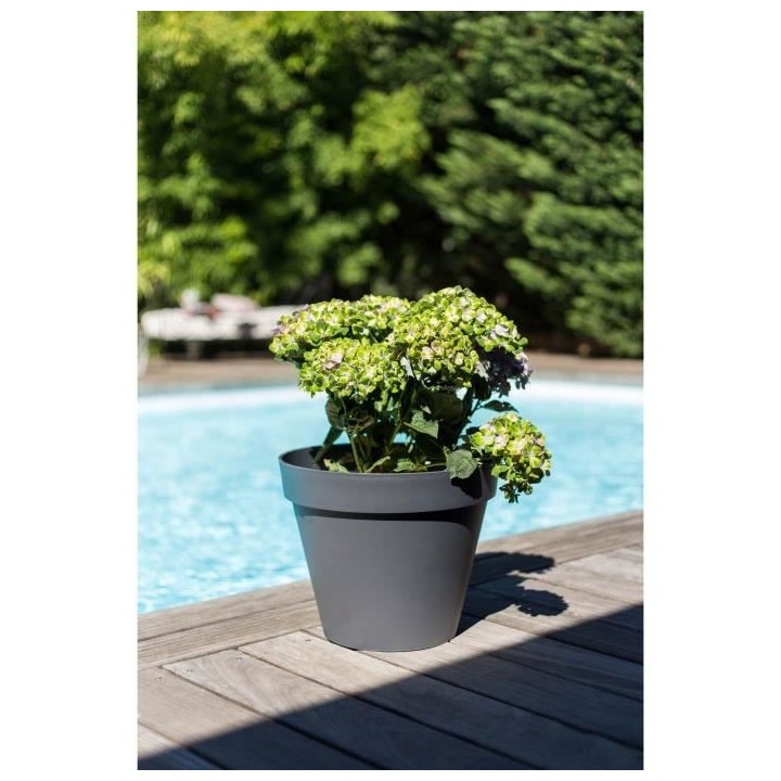 EDA Pot de fleur rond Toscane - Ø 40 x H 32 cm - 23 L - Gris anthraci