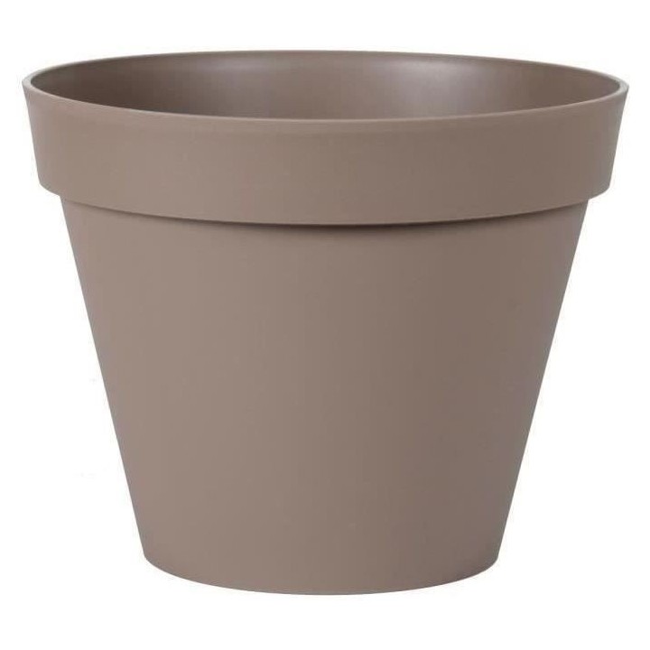 EDA Pot de fleur rond Toscane - Ø 40 x H 32 cm - 23 L - Taupe
