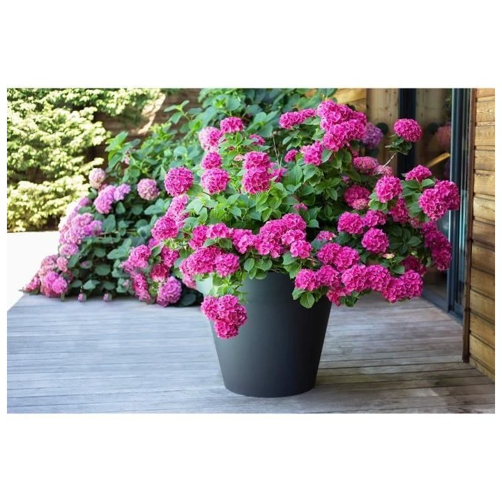 EDA Pot de fleur rond Toscane - Ø 60 x H 47 cm - 76 L - Gris anthraci