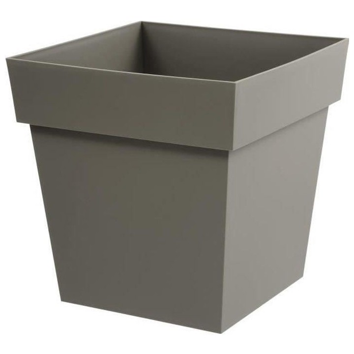 EDA Pot de fleur carré Toscane - 39 x 39 x H 39 cm - 38 L - Taupe
