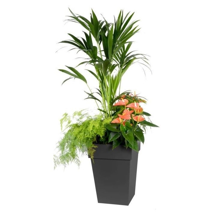 EDA Pot de fleur mi-haut carré Toscane - 39 x 39 x H 53 cm - 51 L - G