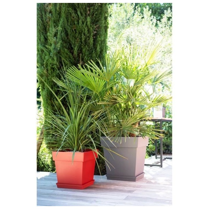 EDA Pot carré Toscane - 50 cm - 87 L - Taupe