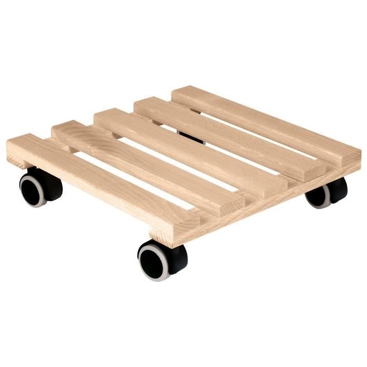 Support a Roulettes - EDA PLASTIQUE - Carré 29x29cm en Bois de hetre