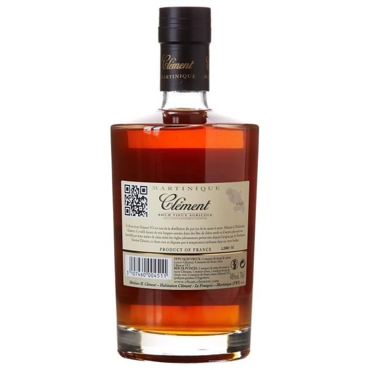 Rhum Clément VO - Rhum agricole vieux - 40%vol - 70cl