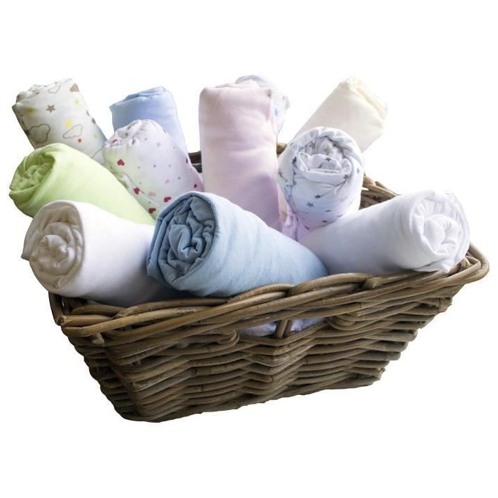 Drap housse bébé DOMIVA - Jersey - Blanc - 60 x 120 cm - Lot de 2