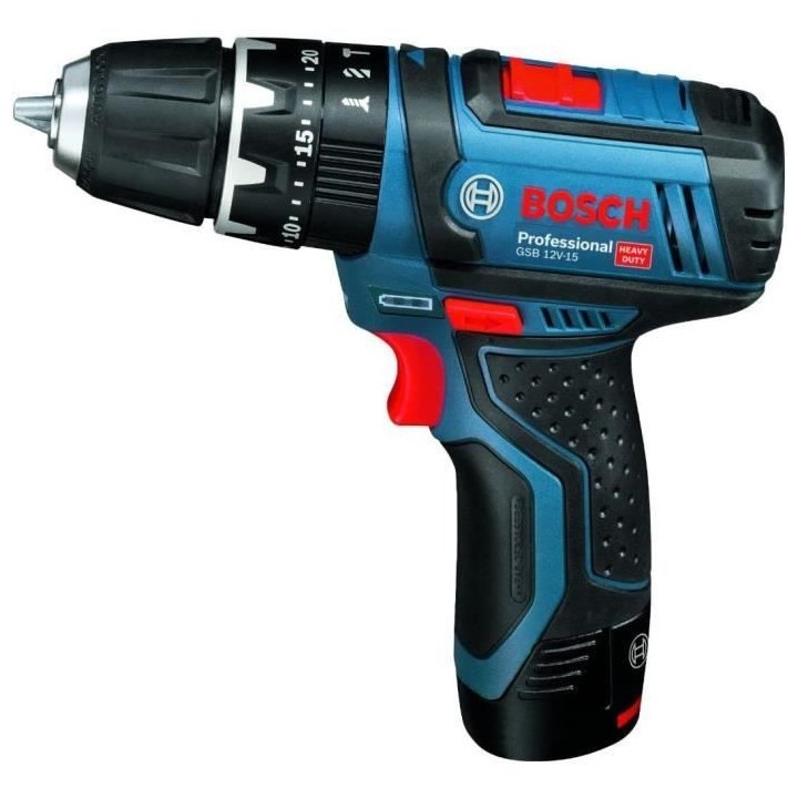 Perceuse a percussion Bosch Professional GSB 12V-15 + 2 batteries 2,0A