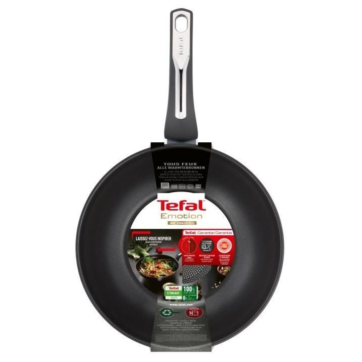TEFAL E3001904 Emotion poele wok 28cm, revetement anti-adhésif, tous